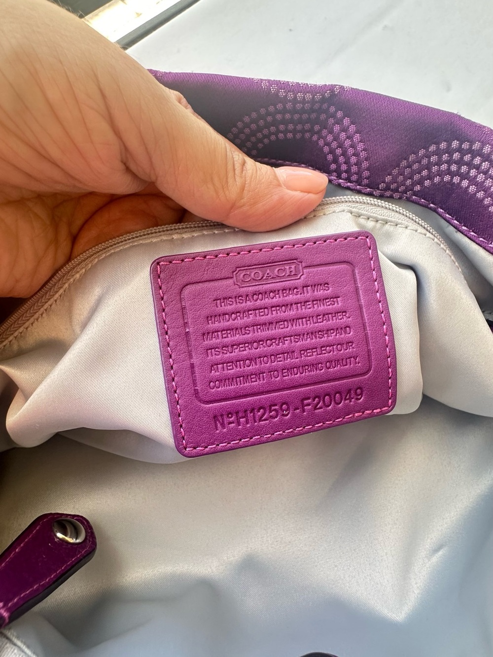 Coach Purple Signature Tote with Removable Strap - Picture 9 of 11